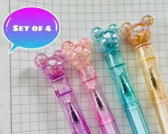 Disney Mickey Mouse,Mickey Ears, Set of 4, Pens on Sale, WFH, DCL Fish Extender gifts, for kids, Disney Pens