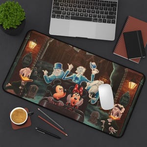 Tapete de escritorio con temática de Halloween de Disney, decoración espeluznante de la Mansión Encantada, Mickey Minnie Mouse fantasma para la oficina en casa, tapete de juego, regalo para fanáticos, trabajo divertido