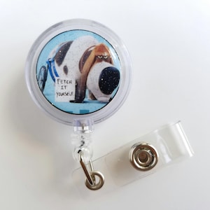 The Secret Life Pets &quot;Pops&quot; gift for nurse retractable badge holder, 3d epoxy dome, cartoon work badge
