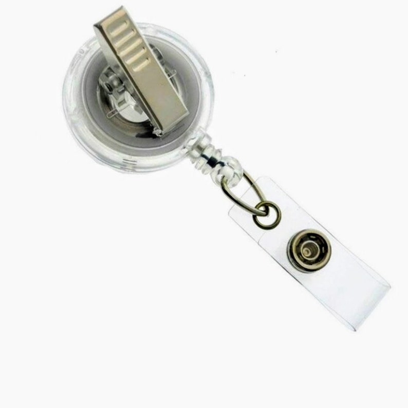 Alligator Swivel Clip style shown. Retractable Swivel Badge Reel, Nurse Name ID Holder