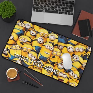 Minions Themed Desk Mat, Personalized Decor, Universal Yellow Friends for Home Office, Gamer Mat XL, Gift for Disney Fans, Fun Work