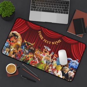 Disney The Muppets Gamer Desk Mat, Kermit & Miss Piggy, Gonzo Mousepad, Office Decor, Retro Classic Cartoons Computer Mouse Mat, Gaming Mat