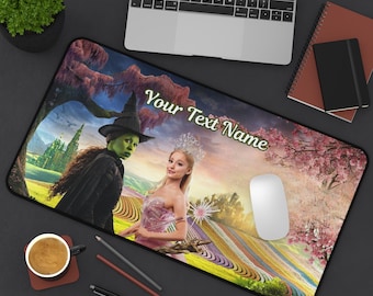 Disney Wicked Movie Green Witch and Pink Fairy Desk Mat Personalized Gamer Mouse Pad, Wizard Oz Movie, Desk Protector, Large Work Desk Cover