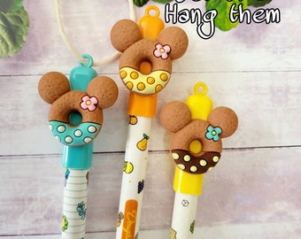 Disney Erasable Ink Mickey Mouse Ears, Donuts Pens, Set of 3, WFH, DCL Fish Extender gifts, for kids, Disney Pens