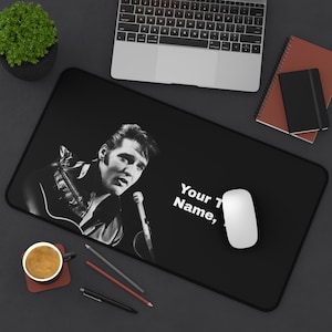 Elvis Presley Mouse Pad - Retro Singer Desk Mat for Cute Office Decor, Custom Gift, Black and White XL Gaming Pad, The King, Office