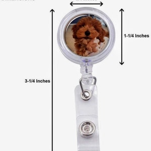 Retractable Swivel Badge Reel, Nurse Name ID Holder. Dimensions