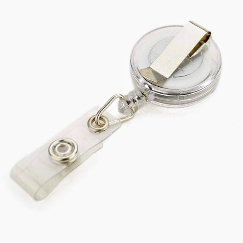 Belt Clip Style shown. Retractable Swivel Badge Reel, Nurse Name ID Holder.