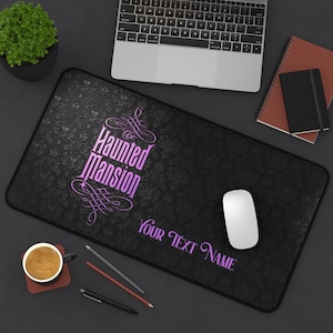 Mouse Pad, Disney Haunted Mansion Logo, Lavender Desk Mat for XL Gaming Pad, Cute Halloween Office Decor, Custom Gift for Spooky Disney Fans