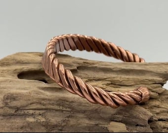 Pulsera magnética única de cobre con imanes de neodimio dobles / Cobre puro / Hecha a mano en el Reino Unido