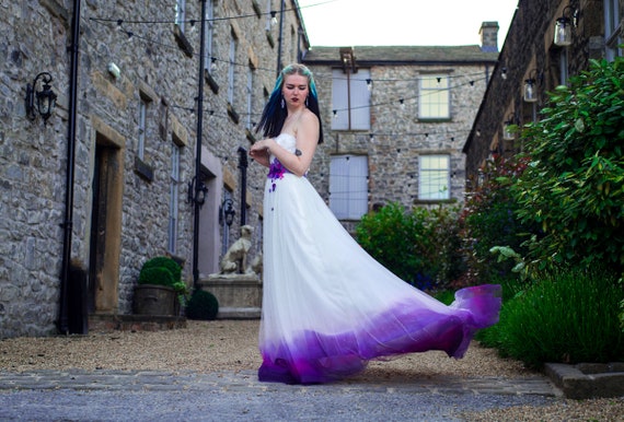purple dipped wedding dress