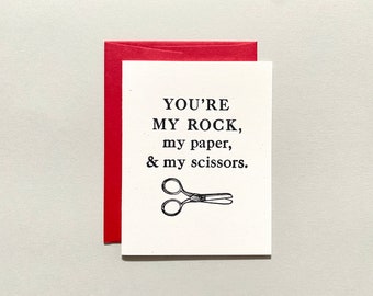 Letterpress Valentine Card - You’re My Rock, My Paper, & My Scissors