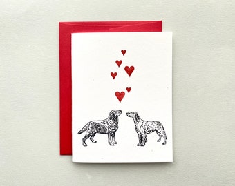 Letterpress, Valentine, Card, Dogs, Love, Hearts, In Love, Friendship