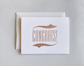 Letterpress, Card, Congrats, Congratulations, Celebrate, All Occasion, Gold, Swash, Type Ornament, Wood type, best wishes, graduation