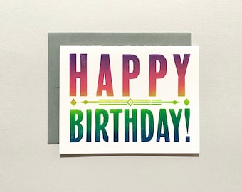 Letterpress Card - Rainbow Happy Birthday