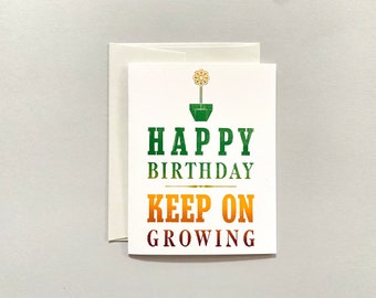 Letterpress, Card, Happy Birthday, Keep On Growing, Flower, Cupcake, Sparkler, Rainbow