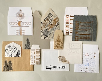 Handmade Letterpress Envelopes #1, Set of 12, Snail Mail, Pen pal, Letter writing, Stationery