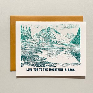 Letterpress Valentine Card - Love You to the Mountains and Back