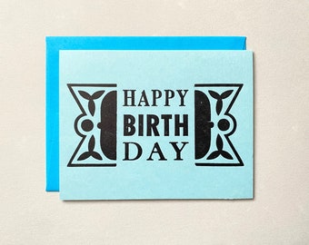 Letterpress Card - Happy Birthday Ticket