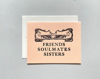 Letterpress Card - Friends Soulmates Sisters Mermaids