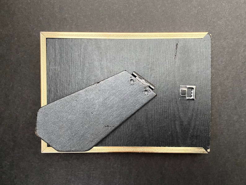 Collage Handmade Marbled Paper Landscape Mountains Silver Moon Antique Brass Frame 5x7 Inches Letterpress Art Collectibles Prints Vadel Com