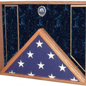 Military Veteran Burial Flag & Medals Shadow Box Display Case for Military Funeral Flag image 4