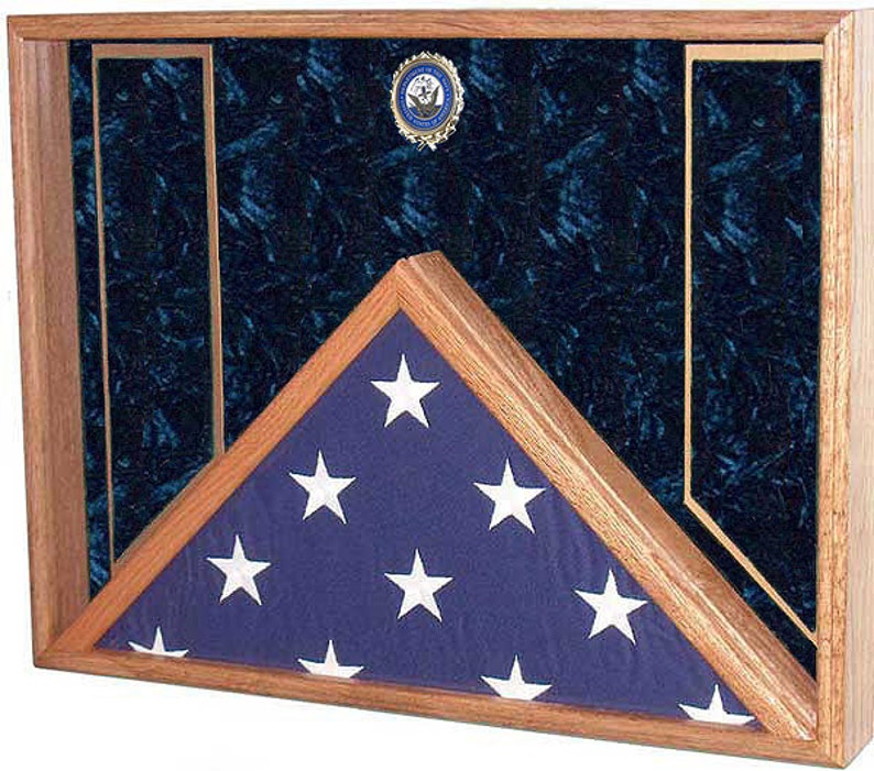 Military Veteran Burial Flag & Medals Shadow Box Display Case for Military Funeral Flag image 4