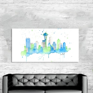 Seattle Skyline Art - Seattle Skyline Painting - Seattle Washington - Cityscape Art Print - Seattle Skyline Print - Seattle Art Skyline Art