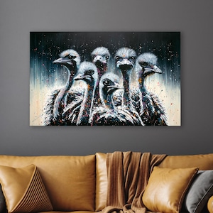 Ostrich Painting, Abstract Ostrich Art Print, Whimsical Ostrich Print, Ostrich Lover Gift