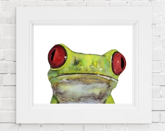 Frog Art Print, Frog Print, Frog Gift, Frog Decor, Frog Art, Frog Watercolor Print, Frog Painting, Frog Artwork