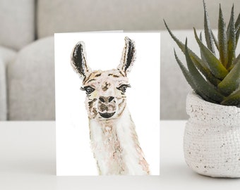 Watercolor Llama Greeting Card, Blank Inside