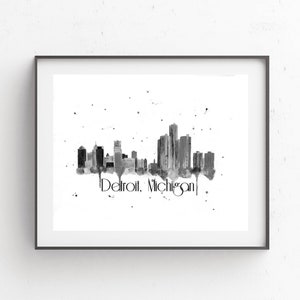 Detroit Skyline Print, Detroit Art, Detroit Painting