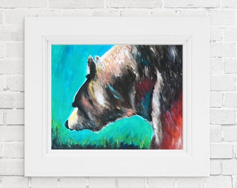 Printable Bear Art, Abstract Bear Print,  Cabin Decor, Bear Wall Art, Nature Art Print, Bear Art