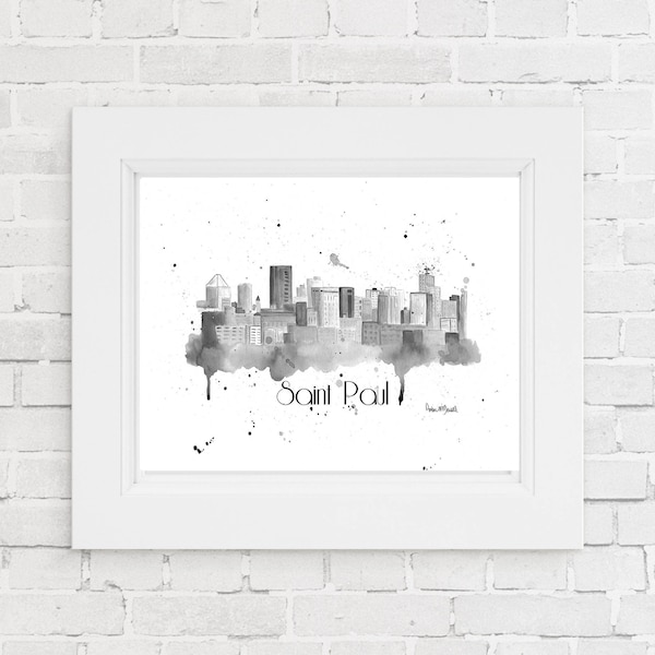 St. Paul Minnesota Skyline Watercolor Art Print