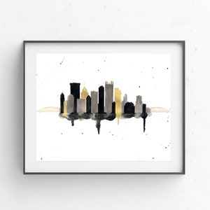 Pittsburgh Skyline Art - Pittsburgh Print - Pittsburgh Art - Pittsburgh Skyline Painting - Pittsburgh Wall Art - Skyline Wall Art