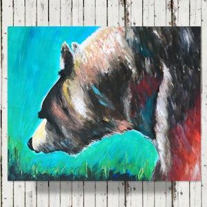 Bear Painting, Abstract Bear Print, Bear Canvas Print or Bear Paper Print, Cabin Decor, Bear Wall Art, Nature Art Print, Bear Art