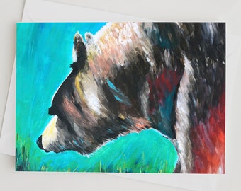 Bear Greeting Card, Bear Card, Card Blank Inside, Wildlife Card, Woodland Animal,  Thank You Card, Birthday Card, Greeting Card