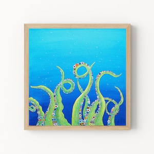 Octopus Print, Octopus Painting, Valentine&#39;s Day Octopus Print, Kraken Art Print, Octopus Tentacles