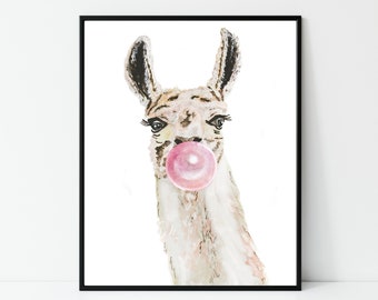 Llama Art, Watercolor Llama, Llama Watercolor Print, Nursery Art Print, Barnyard Animal Art Print