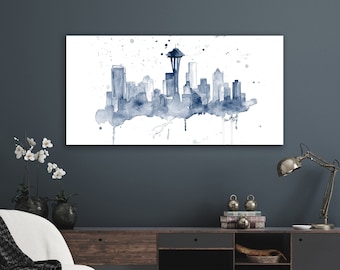 Seattle Skyline Watercolor Art Print – Cityscape Wall Art