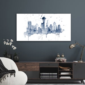 Seattle Skyline Art - Seattle Skyline Painting - Print of Seattle - Cityscape Art Print - Seattle Skyline Print - Seattle Art Skyline Art