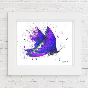 Printable Purple Butterfly Art, Watercolor Butterfly, Digital Download Butterfly Art