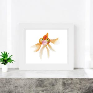 Goldfish Print, Bubble Gum Art, Watercolor Goldfish, Kids Room Art, Fish Art, Fish Decor, Sea Life Art