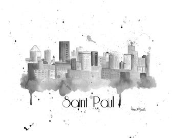 St Paul Skyline Art - St Paul Art - St Paul Skyline Print - St Paul Art Print - St Paul Minnesota - Saint Paul Art - Saint Paul Minnesota