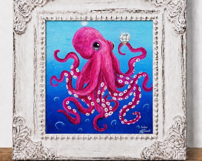 Small Framed Octopus Print "My Hearts Belong To You"