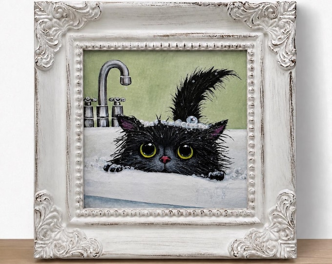 Small Framed Cat Print "A Purrr-dicament"