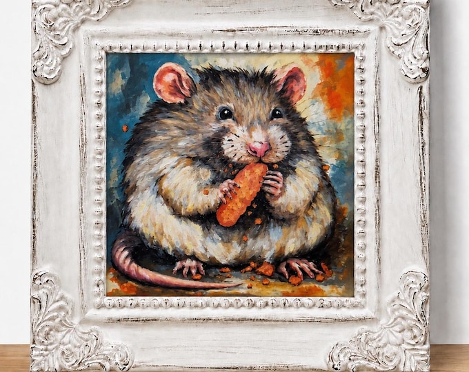Small Framed Rat Print "Cheezy Puff Bandit"