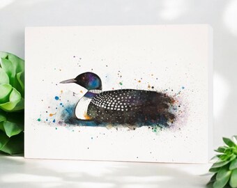Loon Watercolor Art Print, Cabin Decor, Bird Lover Gift