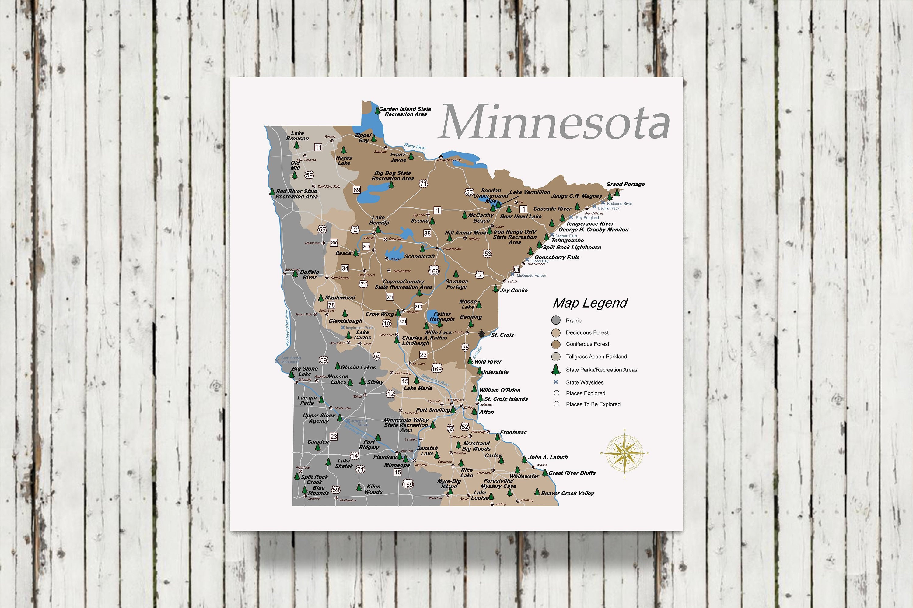 Pushpin Minnesota Map Map of Minnesota Minnesota State Parks - Etsy