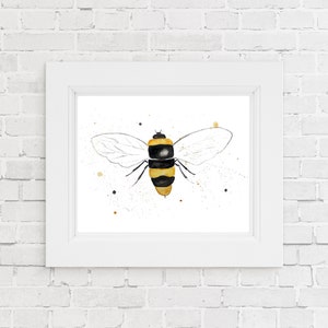 Bee Watercolor Print, Bee Print, Bee Gift, Bee Decor, Bee Art image 3