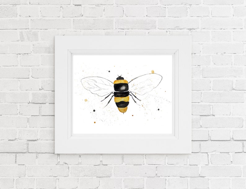 Bee Watercolor Print, Bee Print, Bee Gift, Bee Decor, Bee Art image 3